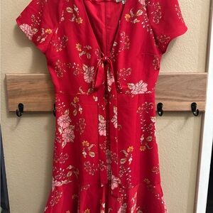 BB Dakota Red Floral Midi Dress